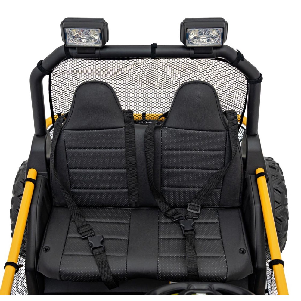 JOKO Elektrické autíčko Buggy FASTER 2x150W, DVOJMIESTNE kožené sedadlo, nosnosť 60kg, penové kolesá, FM rádio, žlté