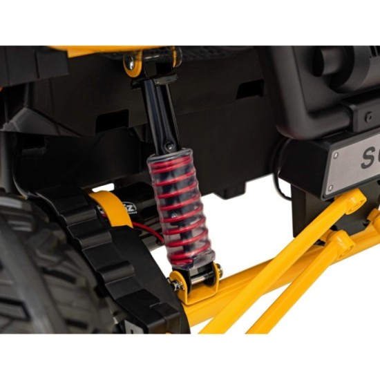 JOKO Elektrické autíčko Buggy FASTER 2x150W, DVOJMIESTNE kožené sedadlo, nosnosť 60kg, penové kolesá, FM rádio, žlté