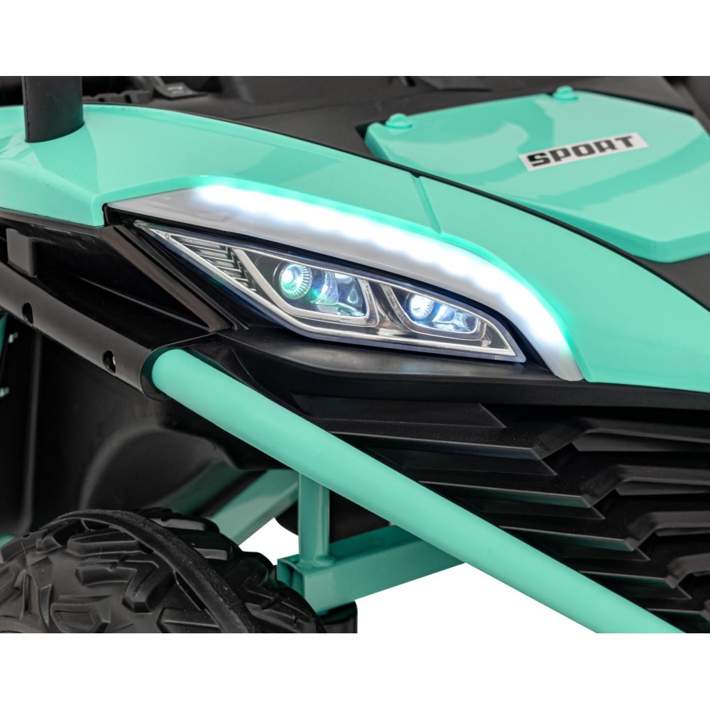 JOKO Elektrické autíčko Buggy FASTER 2x150W, DVOJMIESTNE kožené sedadlo, nosnosť 60kg, penové kolesá, FM rádio, zelené