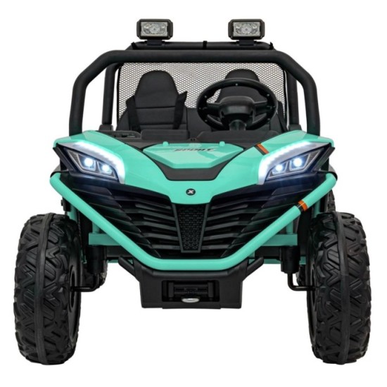 JOKO Elektrické autíčko Buggy FASTER 2x150W, DVOJMIESTNE kožené sedadlo, nosnosť 60kg, penové kolesá, FM rádio, zelené