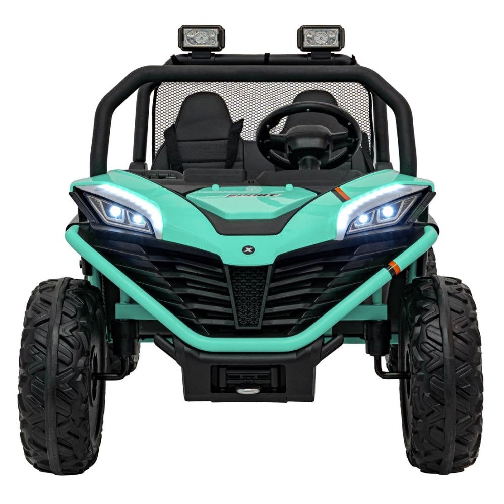 JOKO Elektrické autíčko Buggy FASTER 2x150W, DVOJMIESTNE kožené sedadlo, nosnosť 60kg, penové kolesá, FM rádio, zelené
