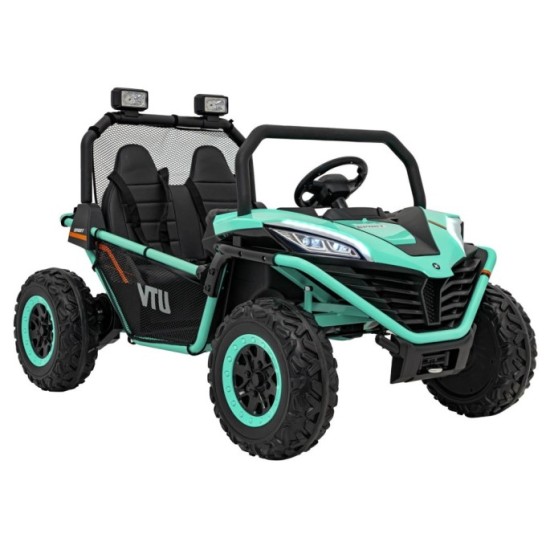 JOKO Elektrické autíčko Buggy FASTER 2x150W, DVOJMIESTNE kožené sedadlo, nosnosť 60kg, penové kolesá, FM rádio, zelené
