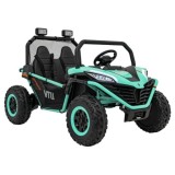 JOKO Elektrické autíčko Buggy FASTER 2x150W, DVOJMIESTNE kožené sedadlo, nosnosť 60kg, penové kolesá, FM rádio, zelené