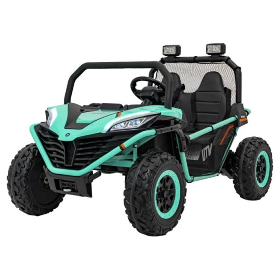 JOKO Elektrické autíčko Buggy FASTER 2x150W, DVOJMIESTNE kožené sedadlo, nosnosť 60kg, penové kolesá, FM rádio, zelené
