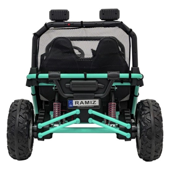 JOKO Elektrické autíčko Buggy FASTER 2x150W, DVOJMIESTNE kožené sedadlo, nosnosť 60kg, penové kolesá, FM rádio, zelené