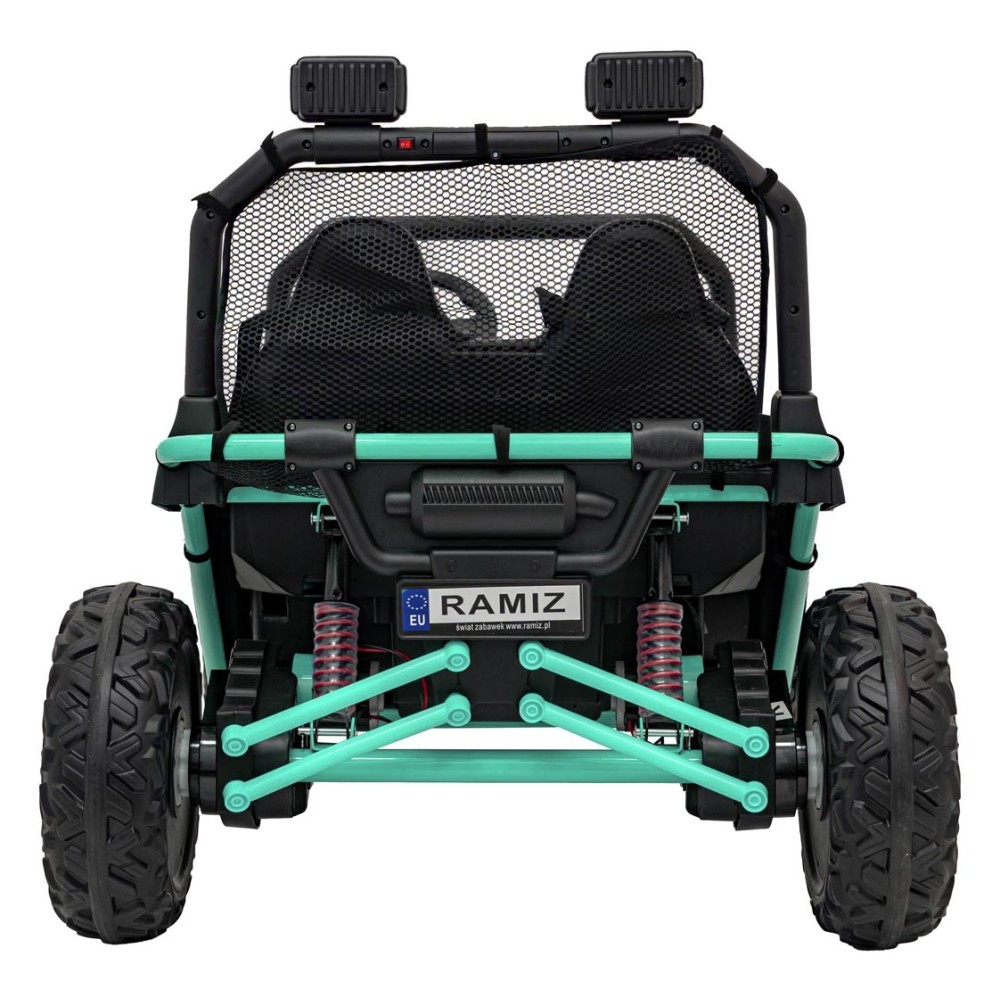 JOKO Elektrické autíčko Buggy FASTER 2x150W, DVOJMIESTNE kožené sedadlo, nosnosť 60kg, penové kolesá, FM rádio, zelené