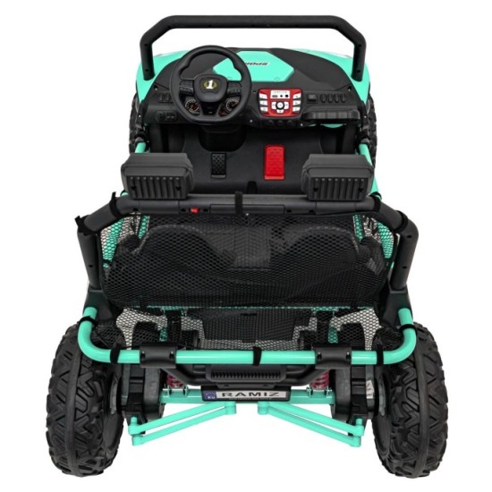 JOKO Elektrické autíčko Buggy FASTER 2x150W, DVOJMIESTNE kožené sedadlo, nosnosť 60kg, penové kolesá, FM rádio, zelené