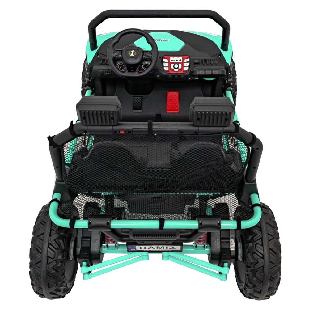 JOKO Elektrické autíčko Buggy FASTER 2x150W, DVOJMIESTNE kožené sedadlo, nosnosť 60kg, penové kolesá, FM rádio, zelené