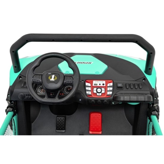 JOKO Elektrické autíčko Buggy FASTER 2x150W, DVOJMIESTNE kožené sedadlo, nosnosť 60kg, penové kolesá, FM rádio, zelené