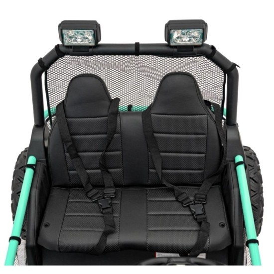 JOKO Elektrické autíčko Buggy FASTER 2x150W, DVOJMIESTNE kožené sedadlo, nosnosť 60kg, penové kolesá, FM rádio, zelené