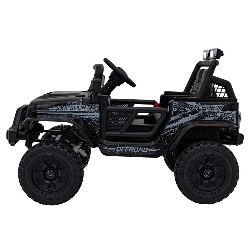 JOKO Elektrické autíčko Jeep OFF ROAD 4x4 Sport, Nosnosť 50kg, Kožené sedadlo, penové kolesá, FM rádio, čierne
