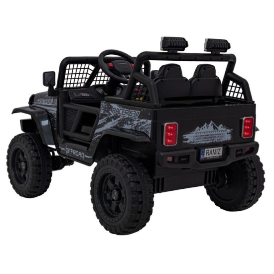 JOKO Elektrické autíčko Jeep OFF ROAD 4x4 Sport, Nosnosť 50kg, Kožené sedadlo, penové kolesá, FM rádio, čierne