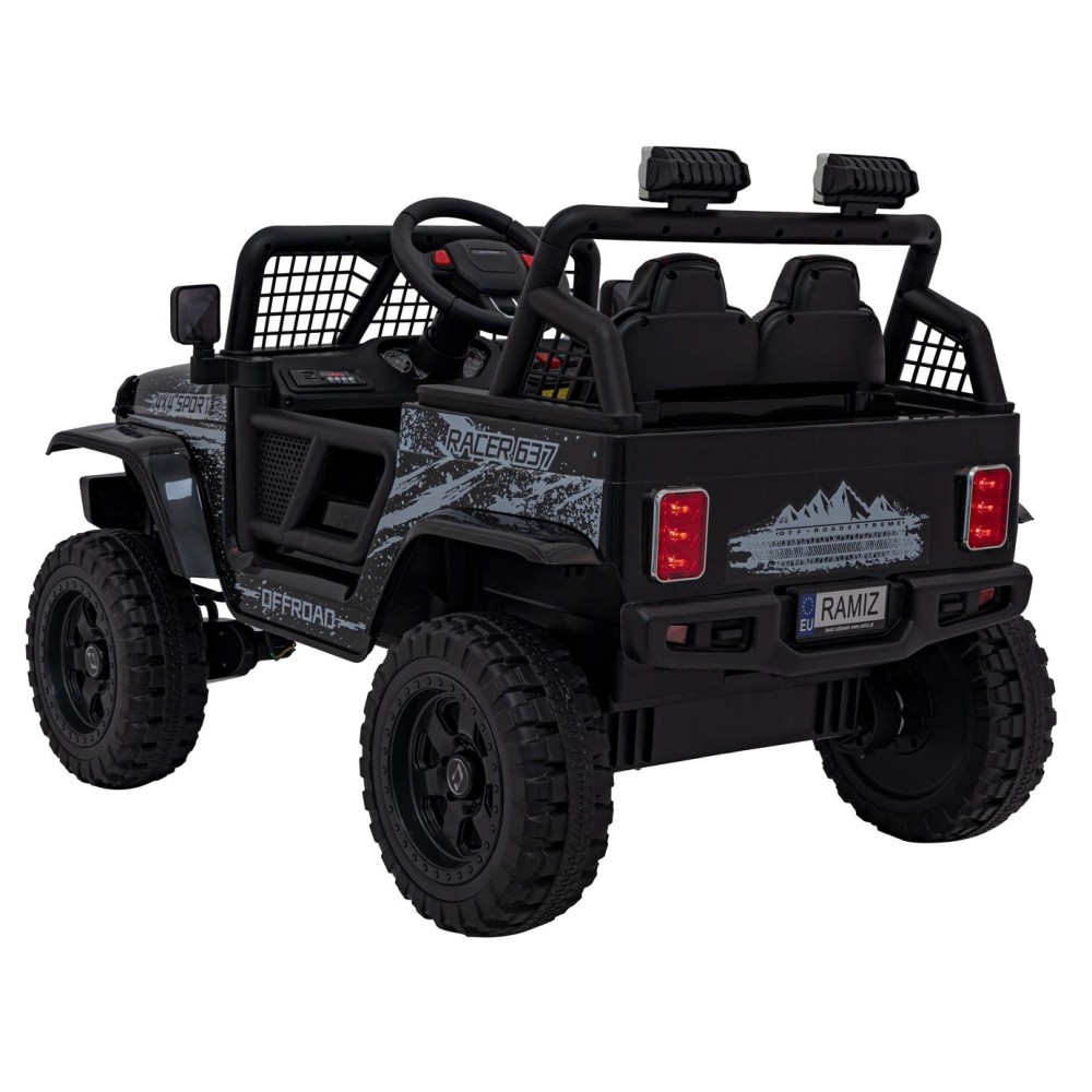 JOKO Elektrické autíčko Jeep OFF ROAD 4x4 Sport, Nosnosť 50kg, Kožené sedadlo, penové kolesá, FM rádio, čierne