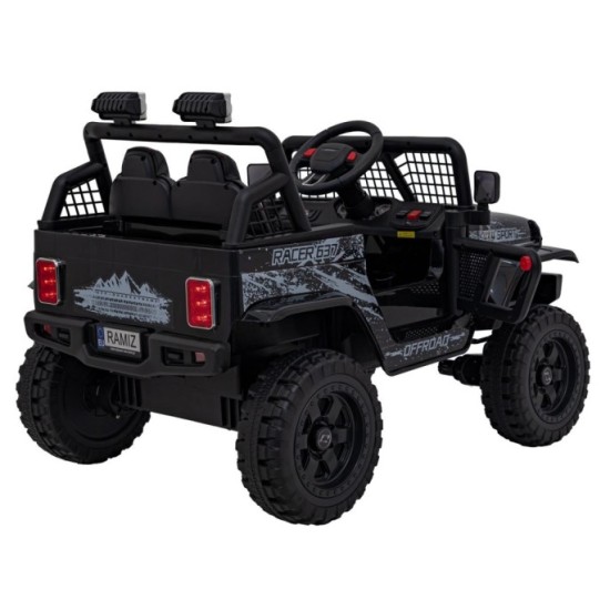 JOKO Elektrické autíčko Jeep OFF ROAD 4x4 Sport, Nosnosť 50kg, Kožené sedadlo, penové kolesá, FM rádio, čierne