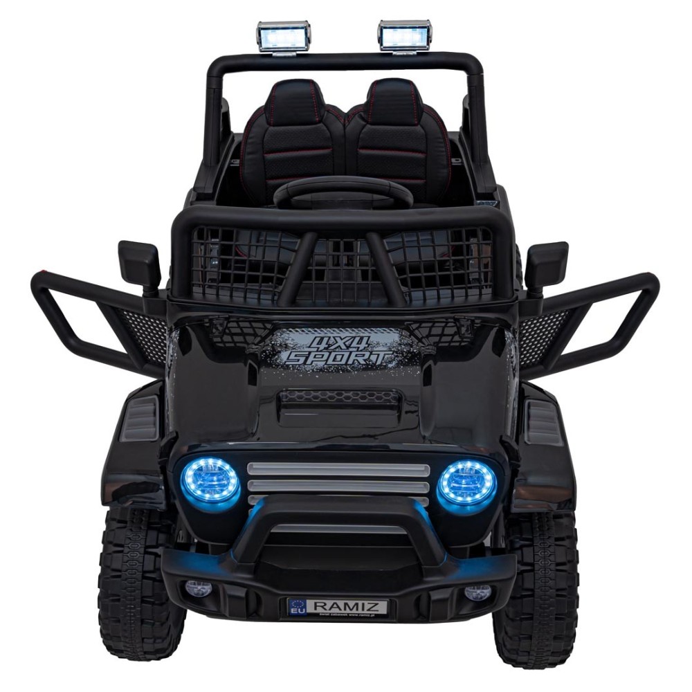 JOKO Elektrické autíčko Jeep OFF ROAD 4x4 Sport, Nosnosť 50kg, Kožené sedadlo, penové kolesá, FM rádio, čierne
