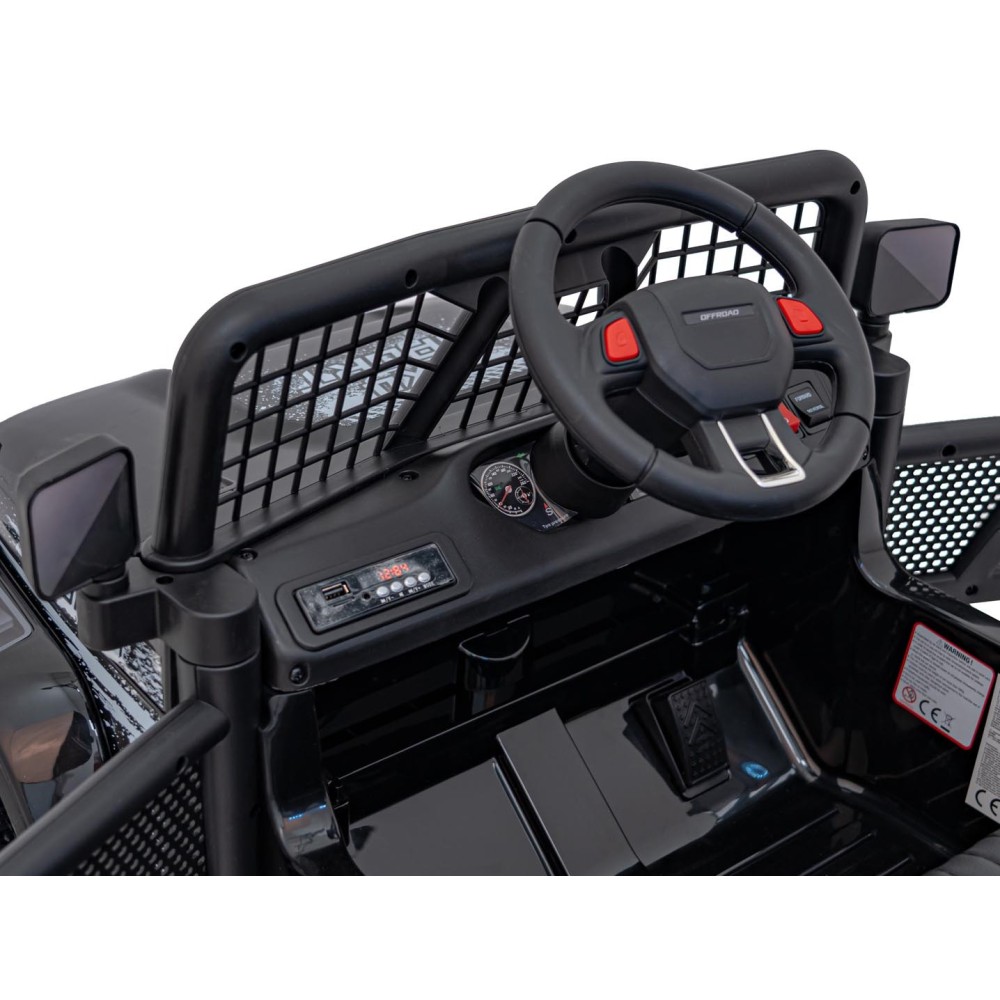 JOKO Elektrické autíčko Jeep OFF ROAD 4x4 Sport, Nosnosť 50kg, Kožené sedadlo, penové kolesá, FM rádio, čierne