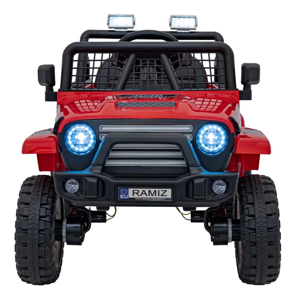 JOKO Elektrické autíčko Jeep OFF ROAD 4x4 Sport, Nosnosť 50kg, Kožené sedadlo, penové kolesá, FM rádio, červené