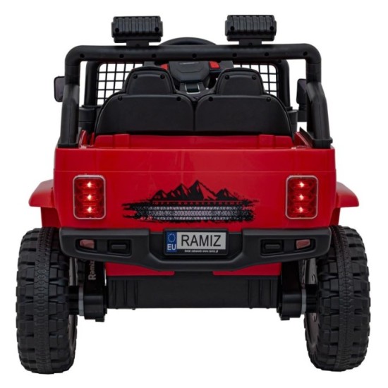 JOKO Elektrické autíčko Jeep OFF ROAD 4x4 Sport, Nosnosť 50kg, Kožené sedadlo, penové kolesá, FM rádio, červené