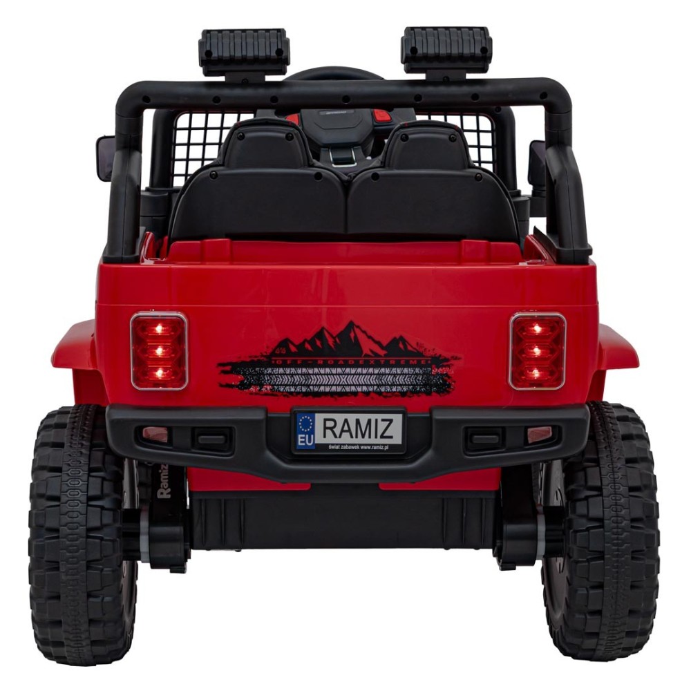 JOKO Elektrické autíčko Jeep OFF ROAD 4x4 Sport, Nosnosť 50kg, Kožené sedadlo, penové kolesá, FM rádio, červené