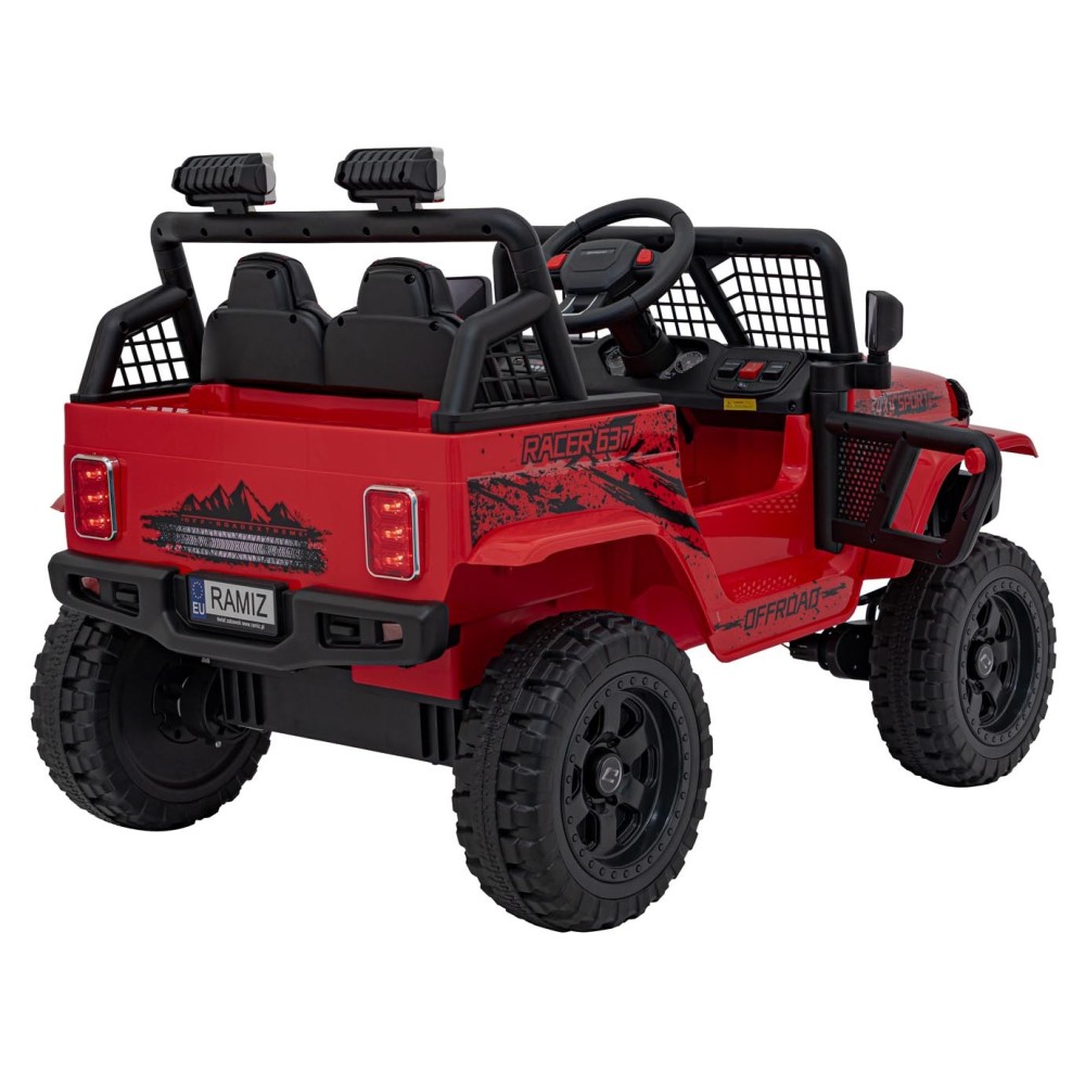 JOKO Elektrické autíčko Jeep OFF ROAD 4x4 Sport, Nosnosť 50kg, Kožené sedadlo, penové kolesá, FM rádio, červené