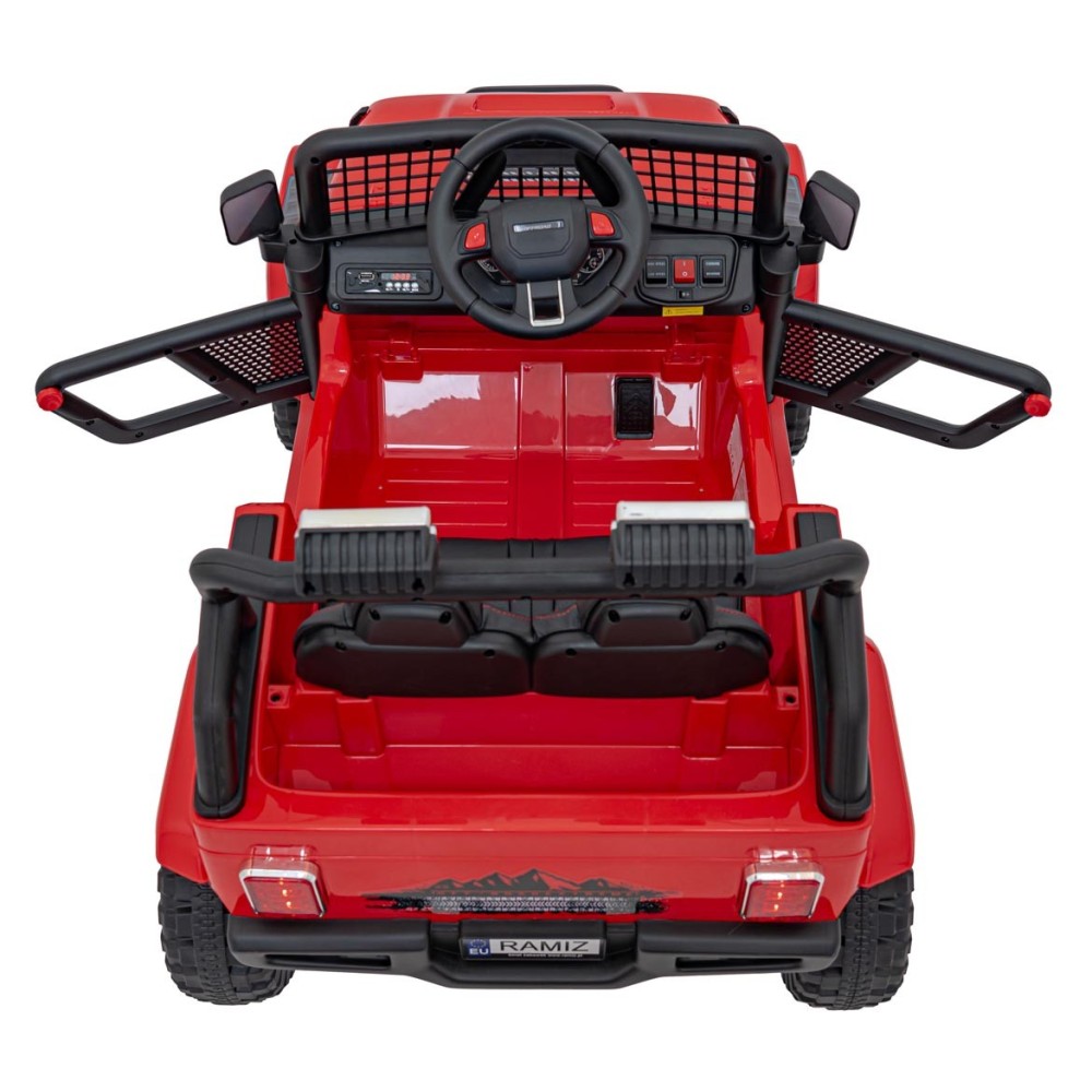 JOKO Elektrické autíčko Jeep OFF ROAD 4x4 Sport, Nosnosť 50kg, Kožené sedadlo, penové kolesá, FM rádio, červené