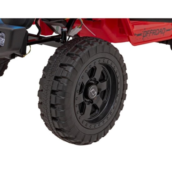 JOKO Elektrické autíčko Jeep OFF ROAD 4x4 Sport, Nosnosť 50kg, Kožené sedadlo, penové kolesá, FM rádio, červené
