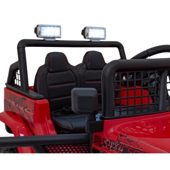JOKO Elektrické autíčko Jeep OFF ROAD 4x4 Sport, Nosnosť 50kg, Kožené sedadlo, penové kolesá, FM rádio, červené