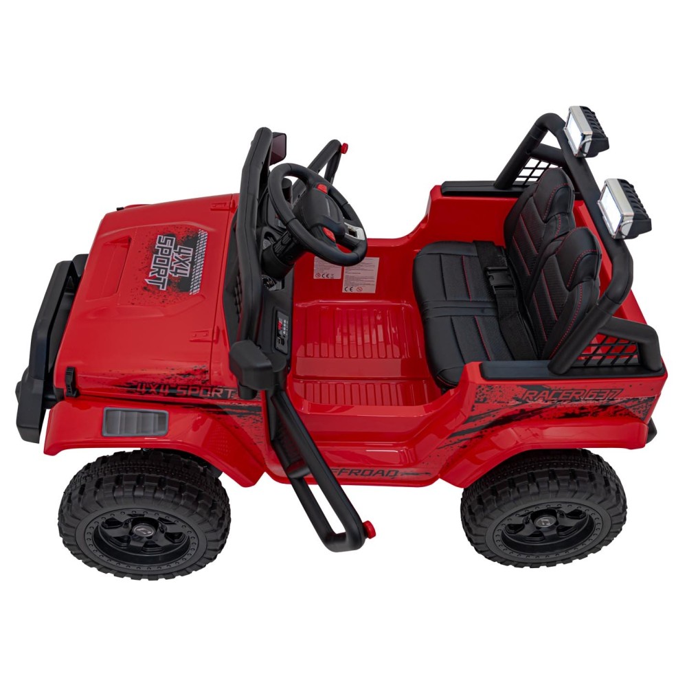 JOKO Elektrické autíčko Jeep OFF ROAD 4x4 Sport, Nosnosť 50kg, Kožené sedadlo, penové kolesá, FM rádio, červené