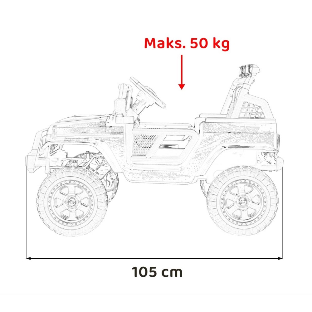 JOKO Elektrické autíčko Jeep OFF ROAD 4x4 Sport, Nosnosť 50kg, Kožené sedadlo, penové kolesá, FM rádio, červené