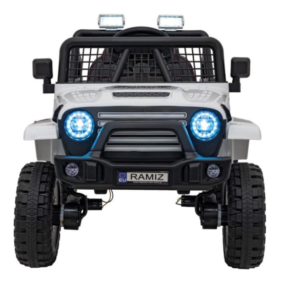 JOKO Elektrické autíčko Jeep OFF ROAD 4x4 Sport, Nosnosť 50kg, Kožené sedadlo, penové kolesá, FM rádio, biele