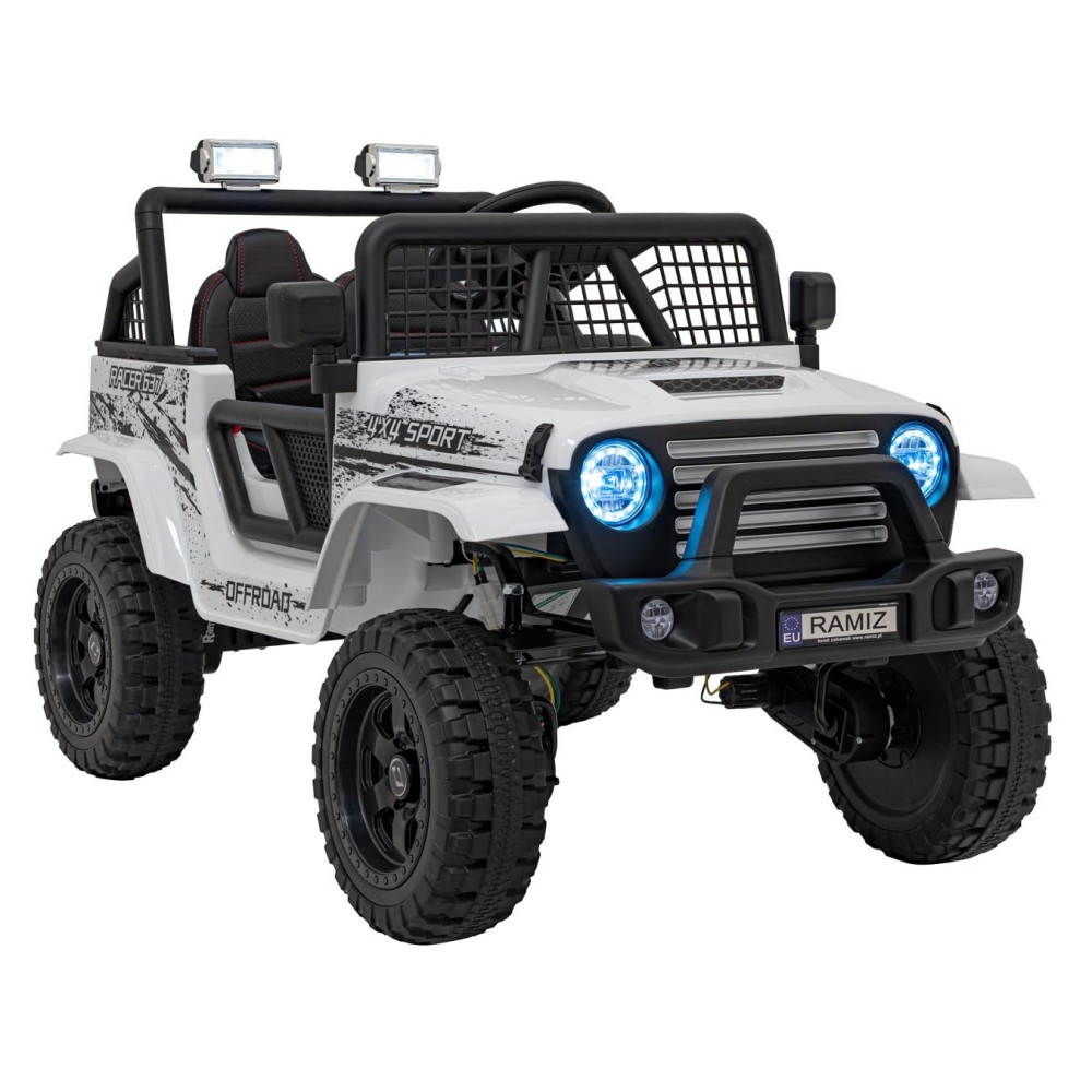 JOKO Elektrické autíčko Jeep OFF ROAD 4x4 Sport, Nosnosť 50kg, Kožené sedadlo, penové kolesá, FM rádio, biele