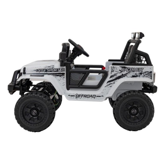 JOKO Elektrické autíčko Jeep OFF ROAD 4x4 Sport, Nosnosť 50kg, Kožené sedadlo, penové kolesá, FM rádio, biele