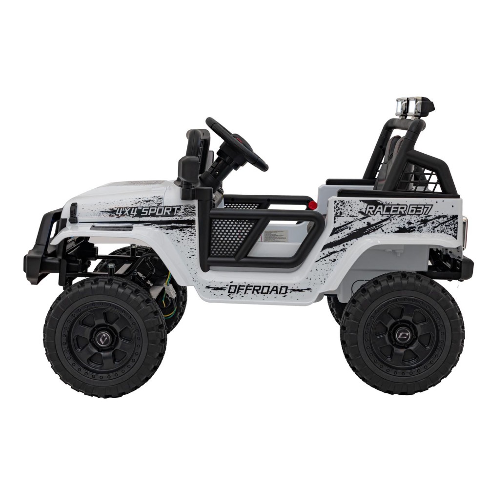 JOKO Elektrické autíčko Jeep OFF ROAD 4x4 Sport, Nosnosť 50kg, Kožené sedadlo, penové kolesá, FM rádio, biele
