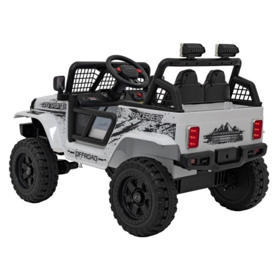 JOKO Elektrické autíčko Jeep OFF ROAD 4x4 Sport, Nosnosť 50kg, Kožené sedadlo, penové kolesá, FM rádio, biele