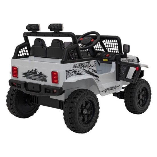 JOKO Elektrické autíčko Jeep OFF ROAD 4x4 Sport, Nosnosť 50kg, Kožené sedadlo, penové kolesá, FM rádio, biele