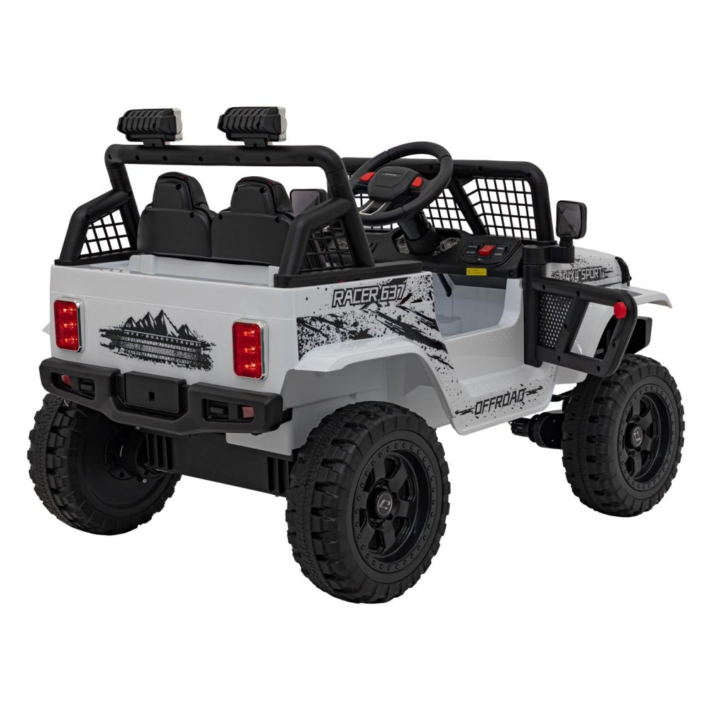 JOKO Elektrické autíčko Jeep OFF ROAD 4x4 Sport, Nosnosť 50kg, Kožené sedadlo, penové kolesá, FM rádio, biele