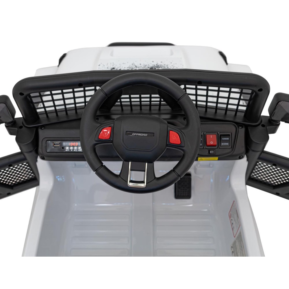 JOKO Elektrické autíčko Jeep OFF ROAD 4x4 Sport, Nosnosť 50kg, Kožené sedadlo, penové kolesá, FM rádio, biele