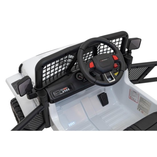 JOKO Elektrické autíčko Jeep OFF ROAD 4x4 Sport, Nosnosť 50kg, Kožené sedadlo, penové kolesá, FM rádio, biele