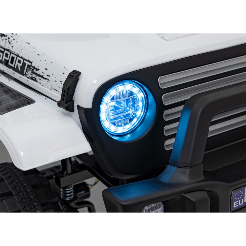 JOKO Elektrické autíčko Jeep OFF ROAD 4x4 Sport, Nosnosť 50kg, Kožené sedadlo, penové kolesá, FM rádio, biele