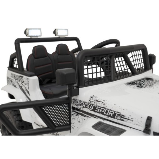 JOKO Elektrické autíčko Jeep OFF ROAD 4x4 Sport, Nosnosť 50kg, Kožené sedadlo, penové kolesá, FM rádio, biele