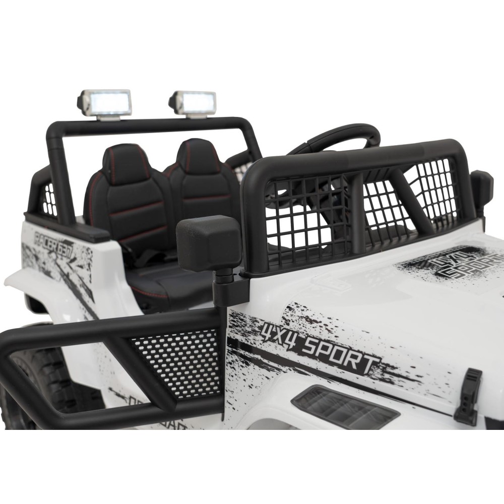 JOKO Elektrické autíčko Jeep OFF ROAD 4x4 Sport, Nosnosť 50kg, Kožené sedadlo, penové kolesá, FM rádio, biele