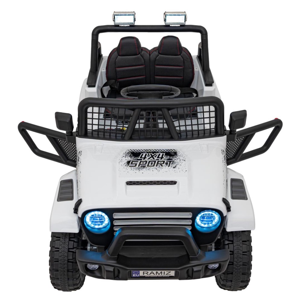 JOKO Elektrické autíčko Jeep OFF ROAD 4x4 Sport, Nosnosť 50kg, Kožené sedadlo, penové kolesá, FM rádio, biele