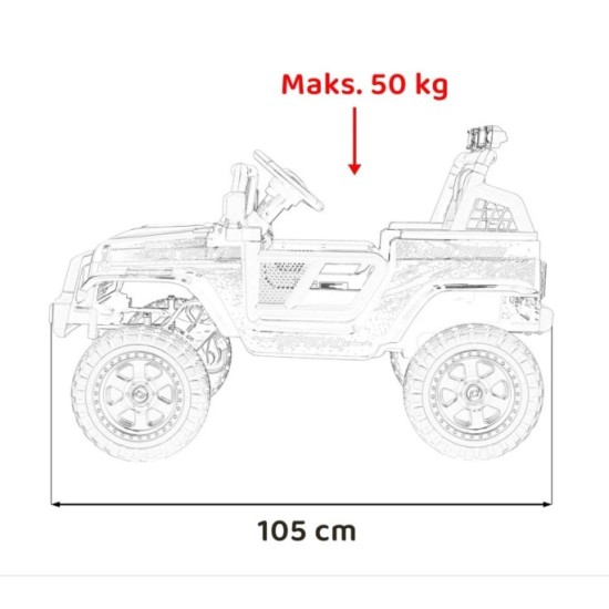 JOKO Elektrické autíčko Jeep OFF ROAD 4x4 Sport, Nosnosť 50kg, Kožené sedadlo, penové kolesá, FM rádio, biele