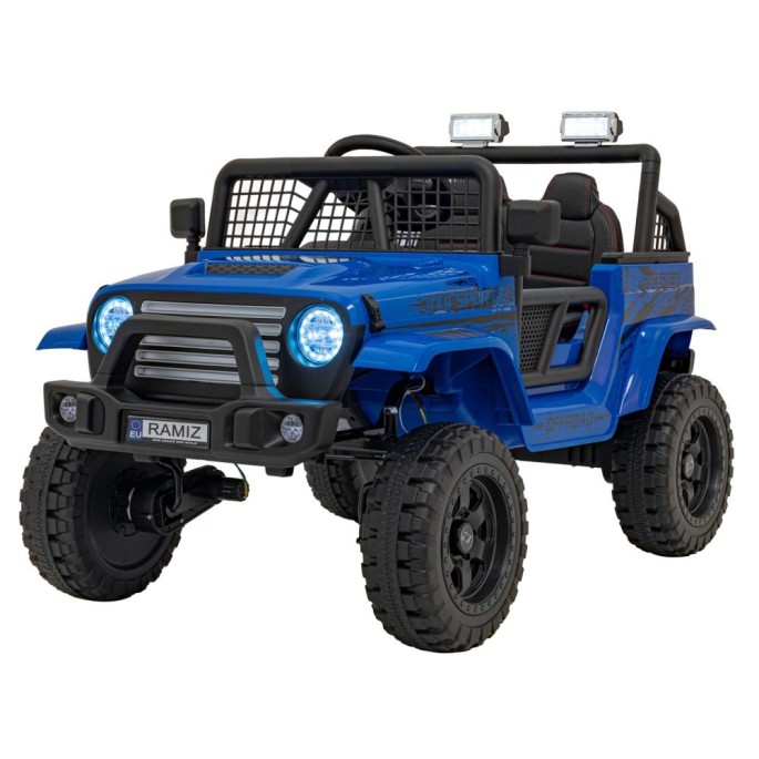 JOKO Elektrické autíčko Jeep OFF ROAD 4x4 Sport, Nosnosť 50kg, Kožené sedadlo, penové kolesá, FM rádio, modré