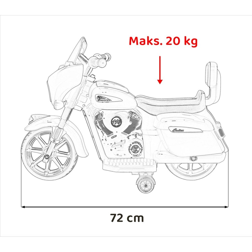 JOKO, Elektrická motorka Chopper INDIAN, ružová