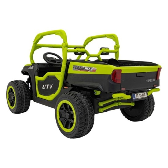 JOKO Elektrické Autíčko Farmer Truck UTV Racing 4x4 24V, Elektrická Vyklápacia Vlečka, Dvojmiestne Kožené sedadlo, Penové kolesá