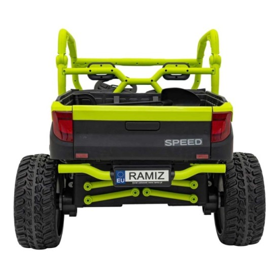 JOKO Elektrické Autíčko Farmer Truck UTV Racing 4x4 24V, Elektrická Vyklápacia Vlečka, Dvojmiestne Kožené sedadlo, Penové kolesá