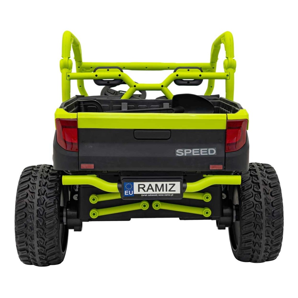 JOKO Elektrické Autíčko Farmer Truck UTV Racing 4x4 24V, Elektrická Vyklápacia Vlečka, Dvojmiestne Kožené sedadlo, Penové kolesá