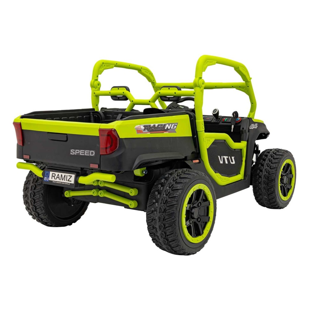 JOKO Elektrické Autíčko Farmer Truck UTV Racing 4x4 24V, Elektrická Vyklápacia Vlečka, Dvojmiestne Kožené sedadlo, Penové kolesá