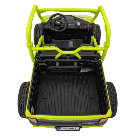 JOKO Elektrické Autíčko Farmer Truck UTV Racing 4x4 24V, Elektrická Vyklápacia Vlečka, Dvojmiestne Kožené sedadlo, Penové kolesá